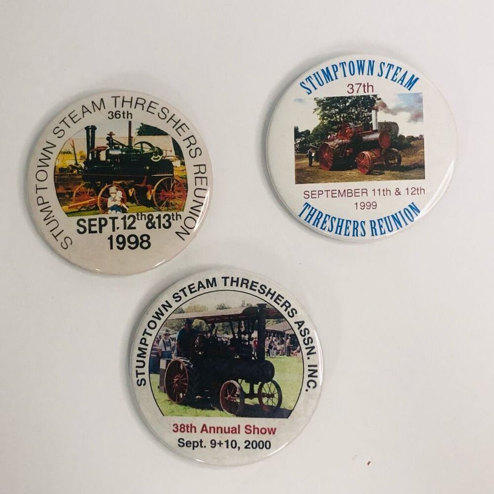 stumptown steam threshers reunion 1998 1999 2000 round 2.25 in‎ button